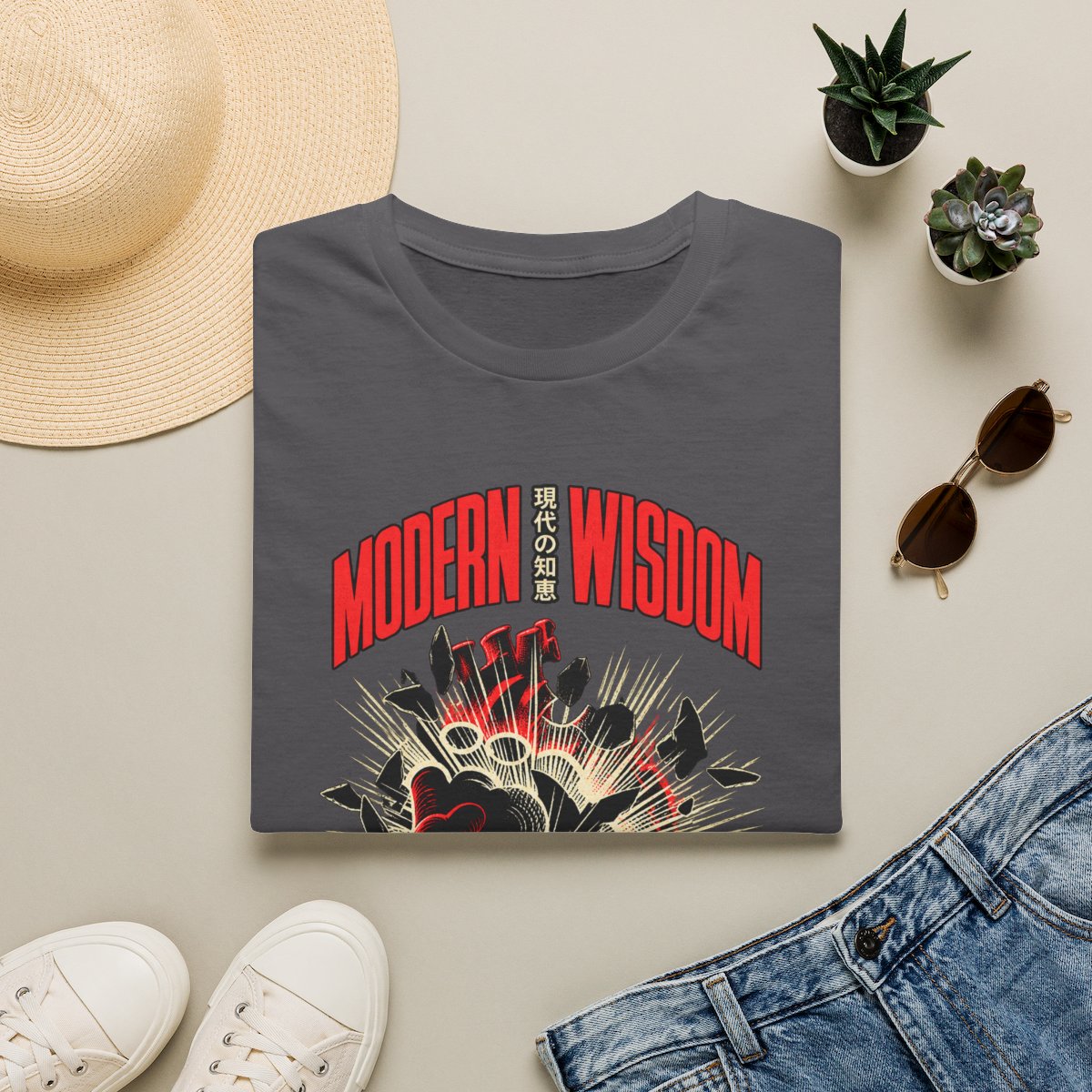 Modern Wisdom Heart Explosion T-Shirt | Graphic Tee, Japanese Text | Modern Wisdom Podcast Merch | Chris Williamson 